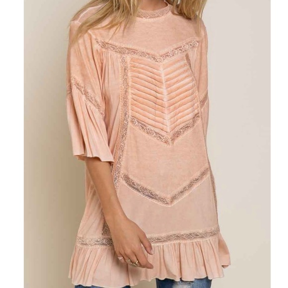 💼M 🦚Kate Sweet Peach Tea Dye Tunic Top New - Picture 8 of 11